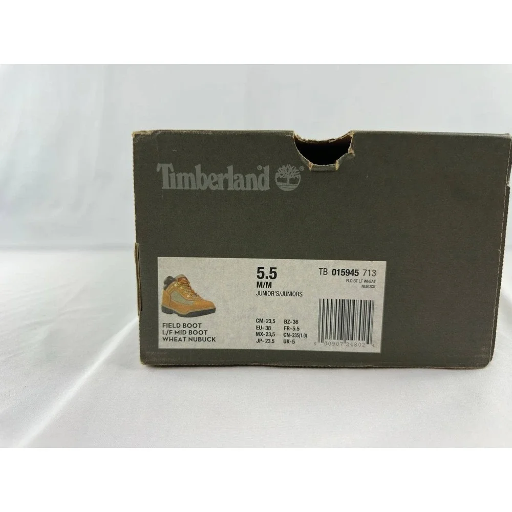 Timberland Field Boots Boys Size 5.5 Wheat Nubuck Leather Hiking 15945
